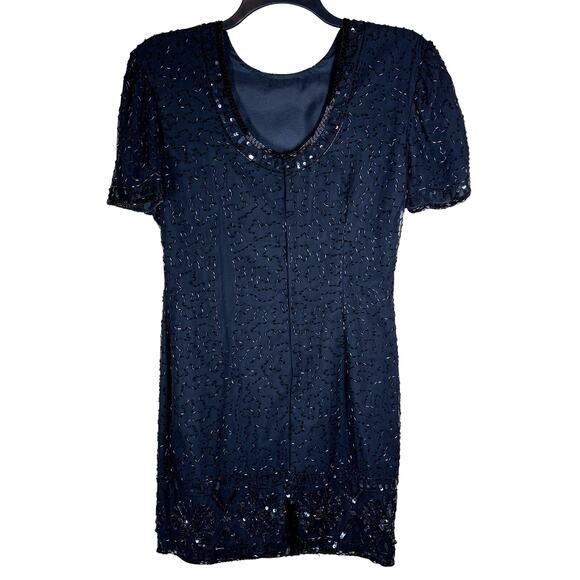 Vintage Stenay Silk Beaded Low Back Cocktail Dress Women's 10 Elegant‎ Evening - Picture 4 of 10